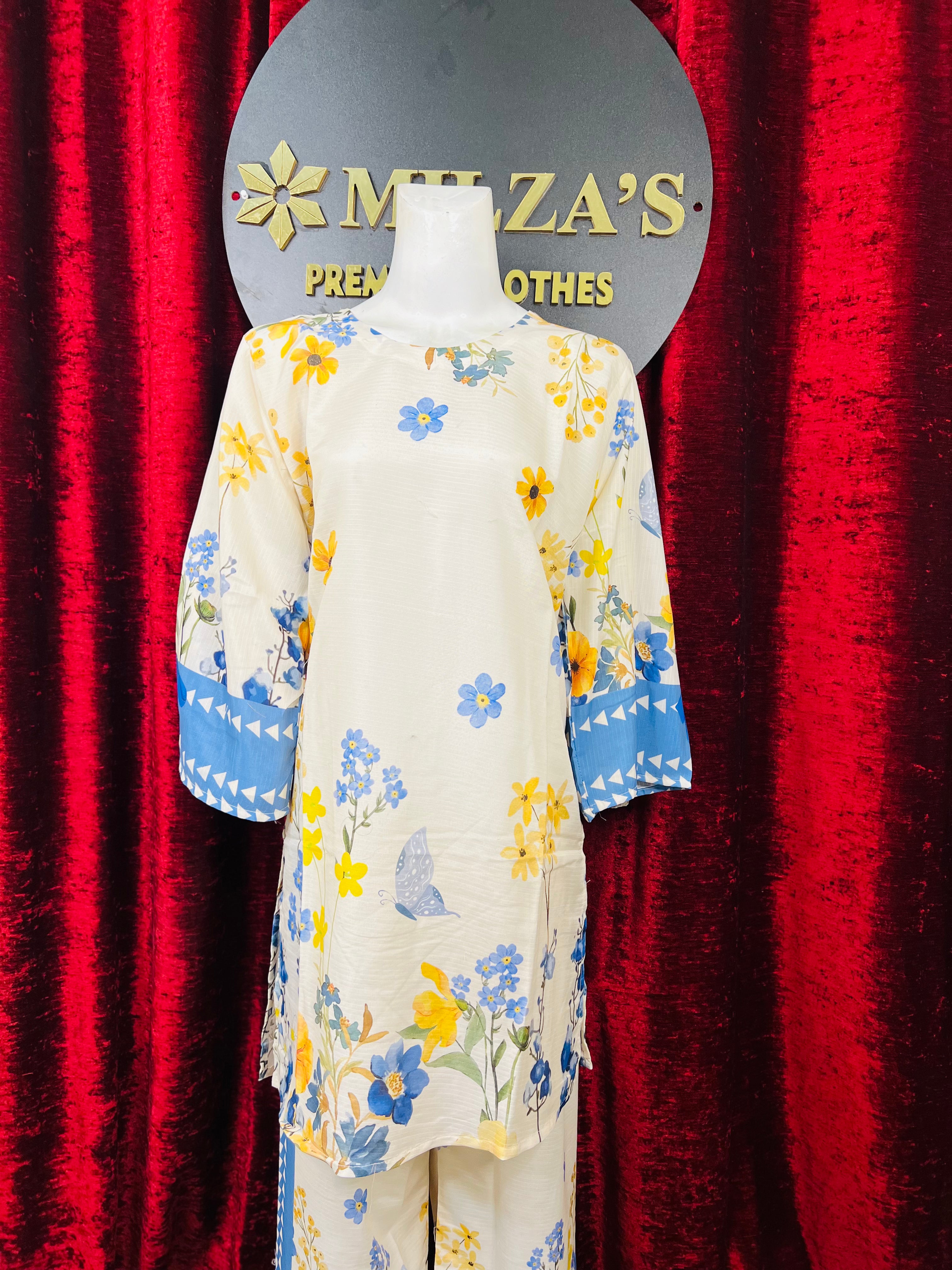 Blue Blossom Floral 2-Piece Suit